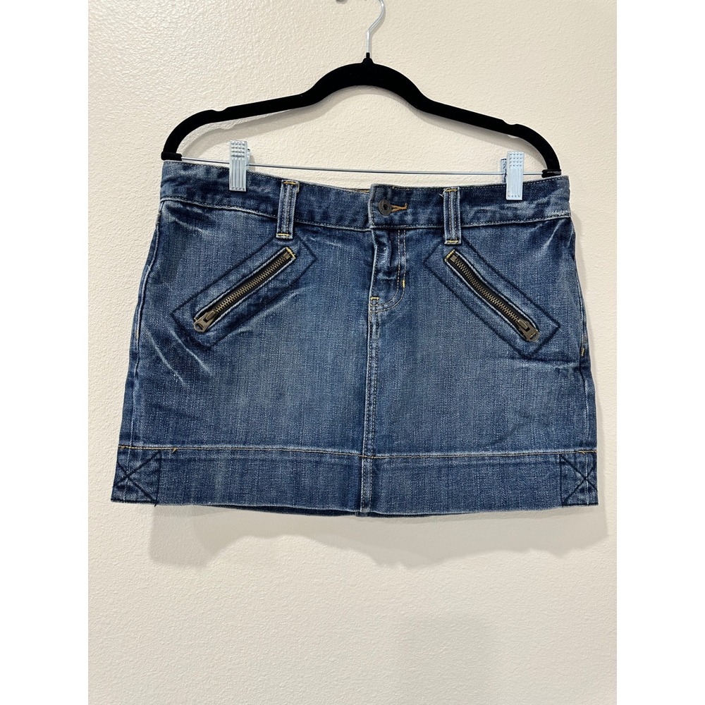 Y2K Gap 1969 Limited Edition Denim Mini Skirt Dark Wash Zipper Pockets Size 6